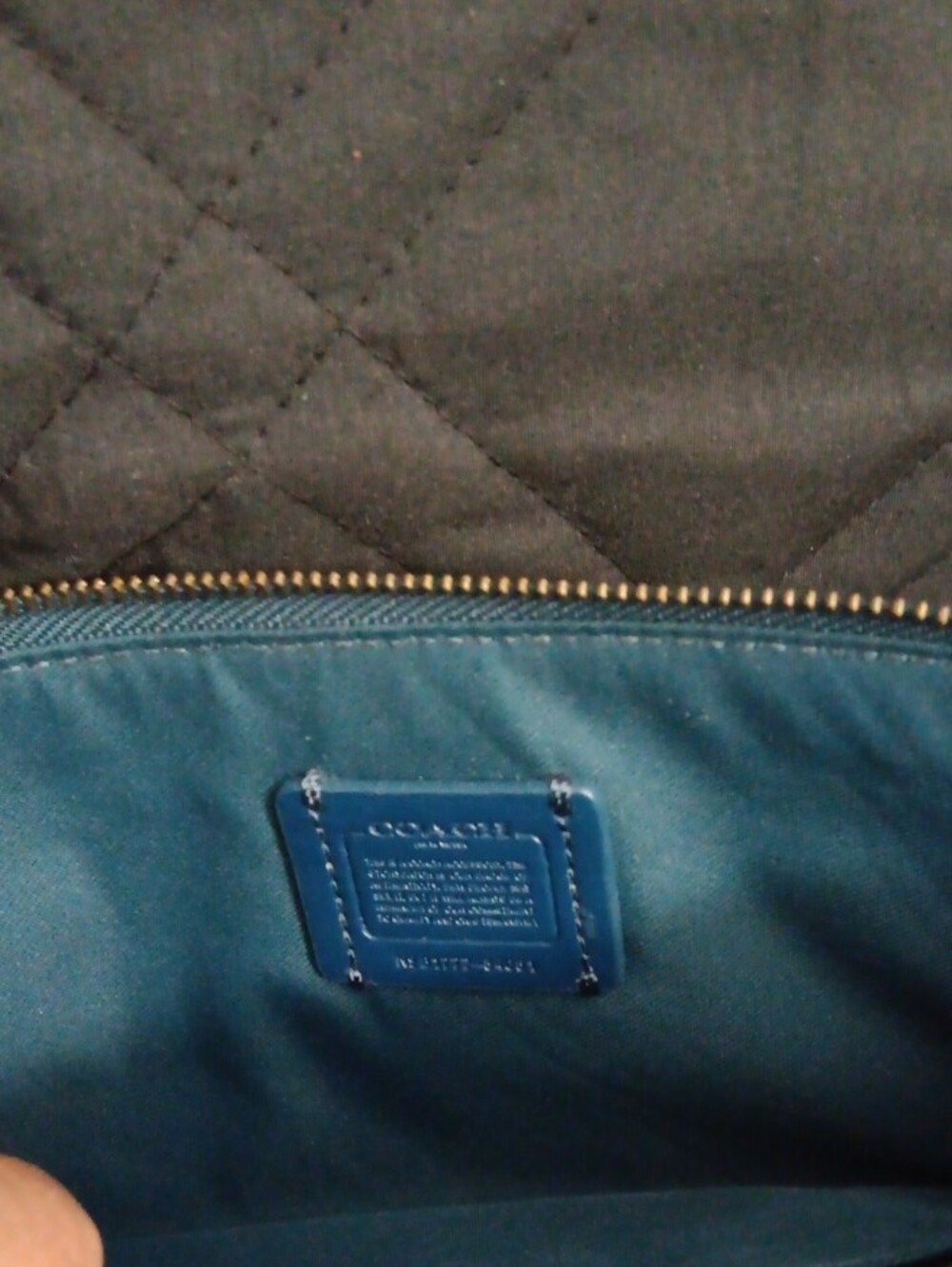 Coach Pebbled Leather Double Zip Wristlet Clutch in Pale Blue And Dark Teal - Picture 4 of 4